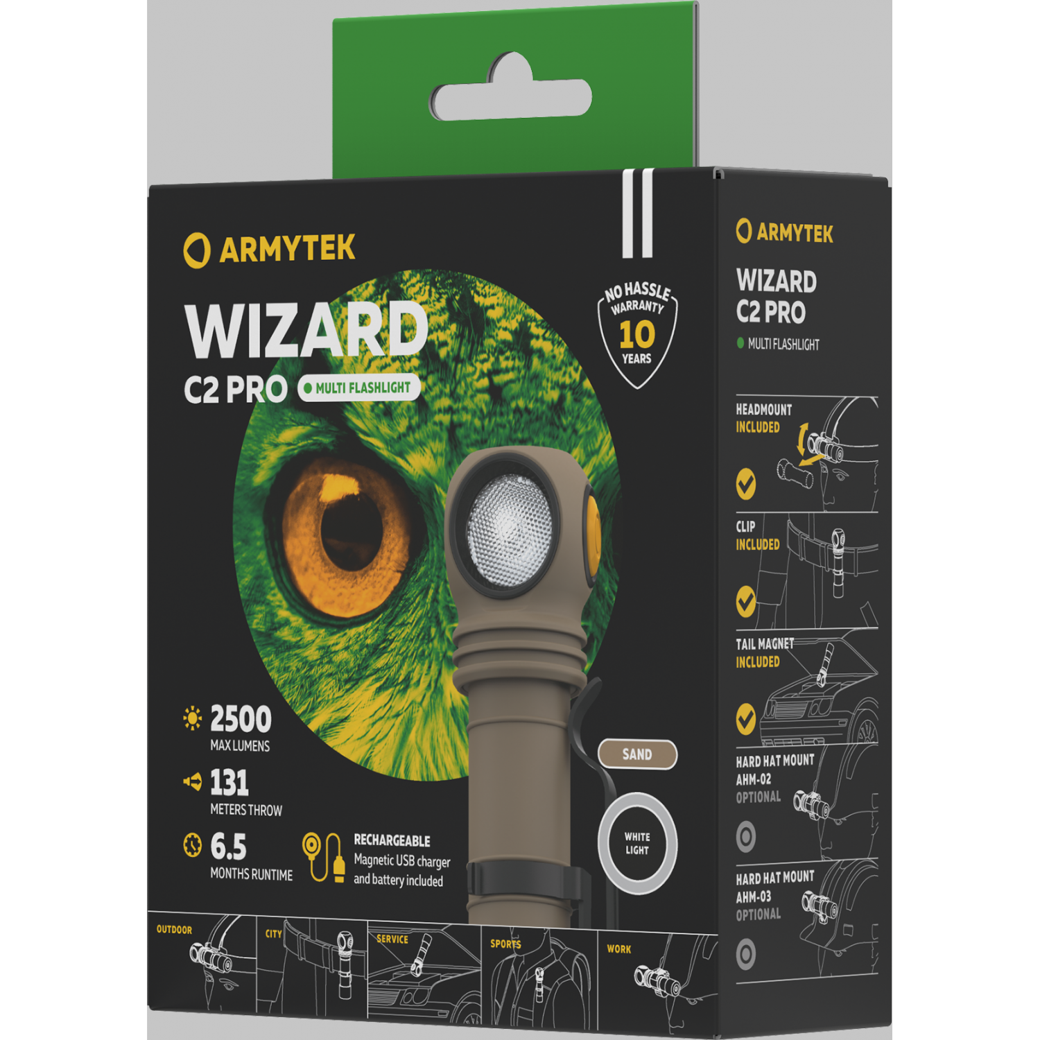 ARMYTEK WIZARD C2 PRO MAGNET USB SAND WHITE F08701CS. Купить Фонарь на  Официальном Сайте ARMYTEK в России.